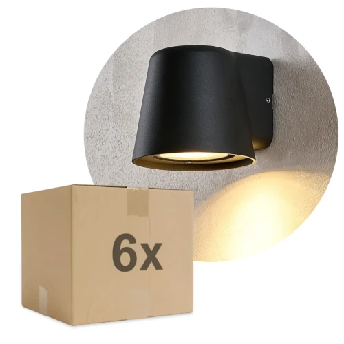 6-pack Avero GU10 Vägglampa Svart - IP65, utan ljuskälla
