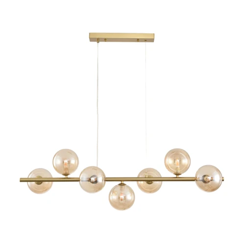 Siena 7xG9 taklampa mässing/bärnsten - 90cm, bärnstensfärgat glas, inkl. vajerupphäng, utan ljuskälla