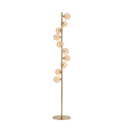 Denia 10xG9 golvlampa mässing/bärnsten - 160cm, bärnstensfärgat glas, utan ljuskälla