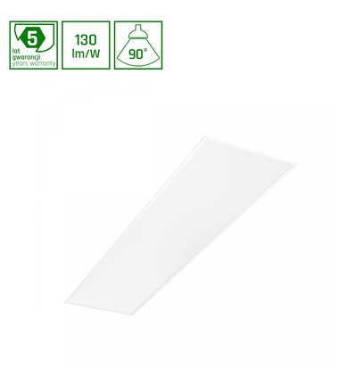 30x120 LED-panel, 40W - UGR19, RA90, DALI dimbar, bakbelyst, vit ram