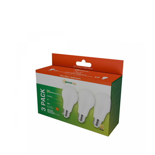 3-pack E27 9W LED-lampa - Varmvit