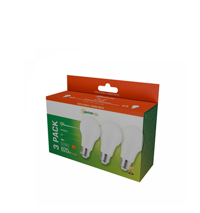 3-pack E27 9W LED-lampa - Varmvit