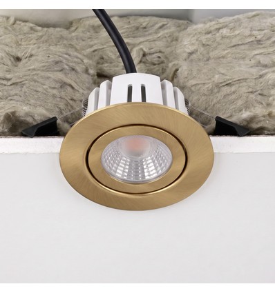 7W RA96 CCT + DimToWarm infälld spotlight för isolering - dimbar, Hål: Ø6,8 cm, Mått: Ø9,3 cm, guld