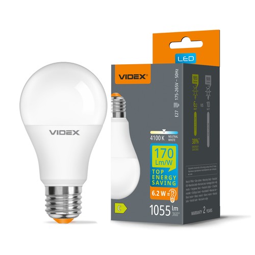 E27 6,2W LED-lampa - A60, neutralvit