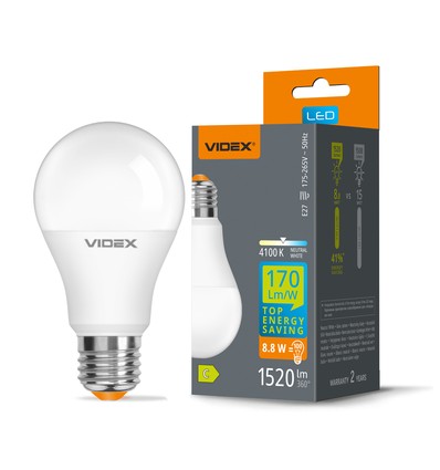 E27 8,8W LED-lampa - A60, neutralvit