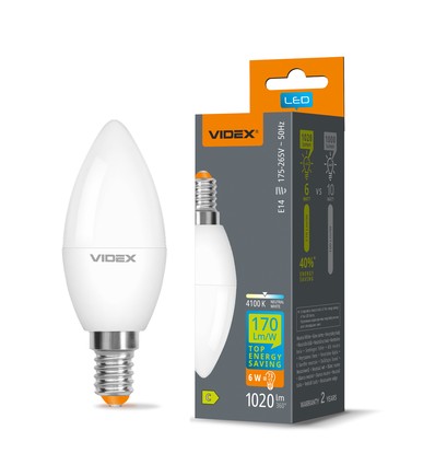 E14 6W LED-kronljuslampa - C37, neutralvit