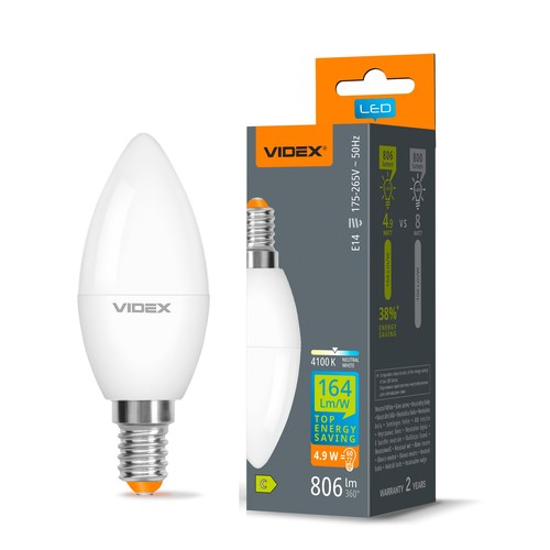 E14 4,9W LED-klotlampa - C37, neutralvit