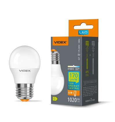 E27 6W LED-klotlampa - G45, neutralvit