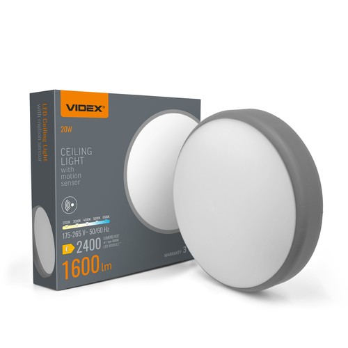 Taklampa med rörelsesensor - 20W, 5CCT, vit kant