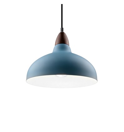 BIRK Petroleumsblå Ø24cm pendel - E27 sockel, 2m sladd, metall / trä