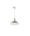 BIRK Vit Ø24cm pendel - E27 sockel, 2m sladd, metall / trä