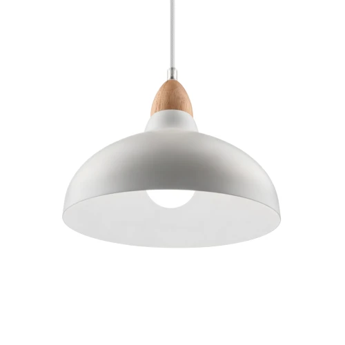 BIRK Vit Ø24cm pendel - E27 sockel, 2m sladd, metall / trä