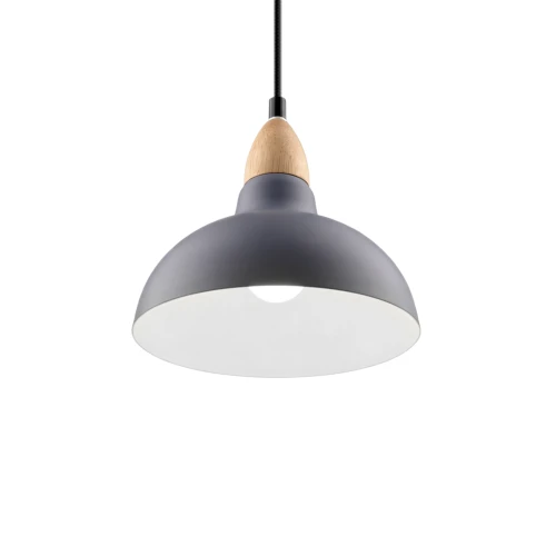 BIRK gråblå Ø24cm pendel - E27-sockel, 2m sladd, metall / trä