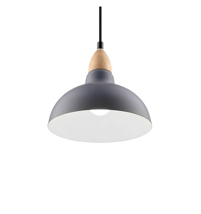BIRK gråblå Ø24cm pendel - E27-sockel, 2m sladd, metall / trä