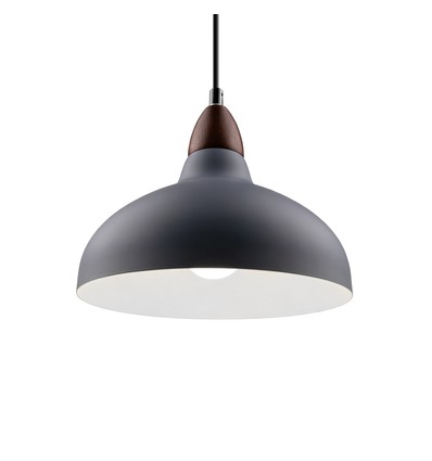 BIRK Grå Ø24cm pendel - E27 sockel, 2m sladd, metall / trä