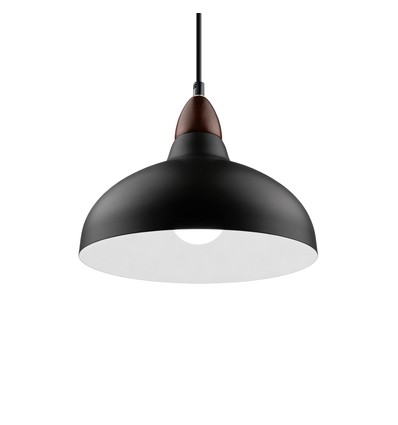 BIRK Svart Ø19cm pendel - E27 sockel, 2m sladd, metall / trä