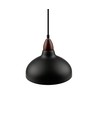 BIRK Svart Ø24cm pendel - E27 sockel, 2m sladd, metall / trä