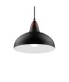 BIRK Svart Ø24cm pendel - E27 sockel, 2m sladd, metall / trä