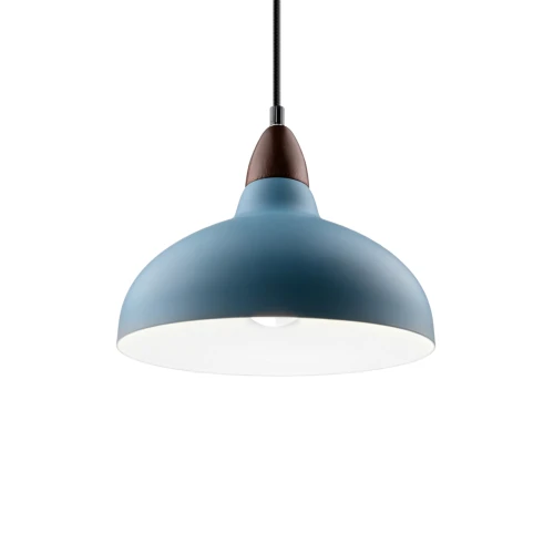 BIRK Petroleumsblå Ø19cm pendel - E27 sockel, 2m sladd, metall / trä