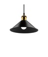 Svart Ø22cm pendellampa - E27 sockel, 2m sladd, svart/mässing