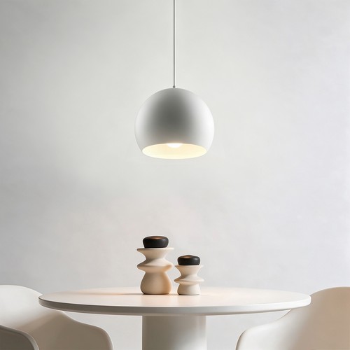 Vit Ø20cm pendellampa - E27 sockel, 2m sladd, metall