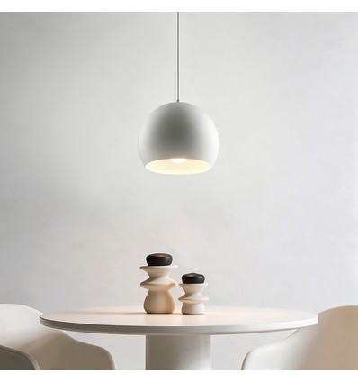 Vit Ø20cm pendellampa - E27 sockel, 2m sladd, metall