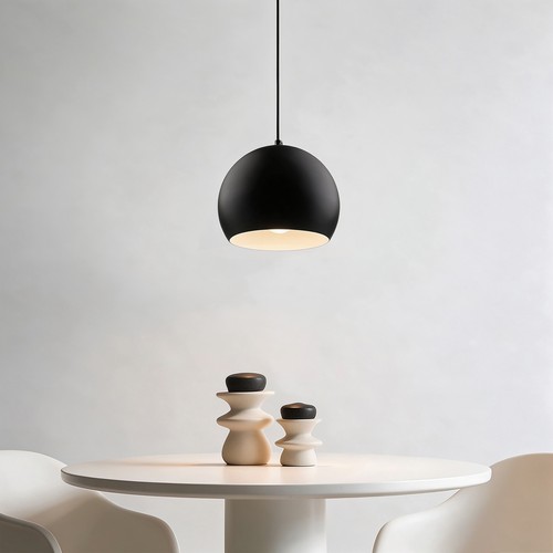 Svart Ø20cm pendel - E27 sockel, 2m sladd, metall