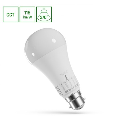 B22 13W LED-lampa - 5CCT, GLS, 5 färgtemperaturer i en lampa