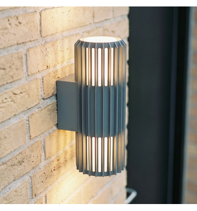FYRON Duo upp/ned vägglampa, Grå - E27, IP54, utomhus