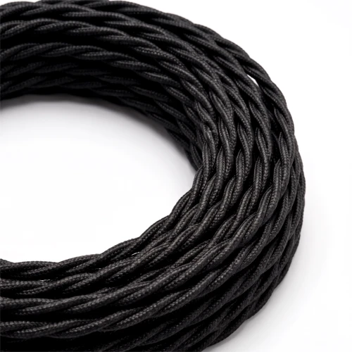 5m textilsladd 2x0,75 mm² - 230V, svart