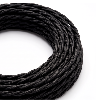 5m textilsladd 2x0,75 mm² - 230V, svart