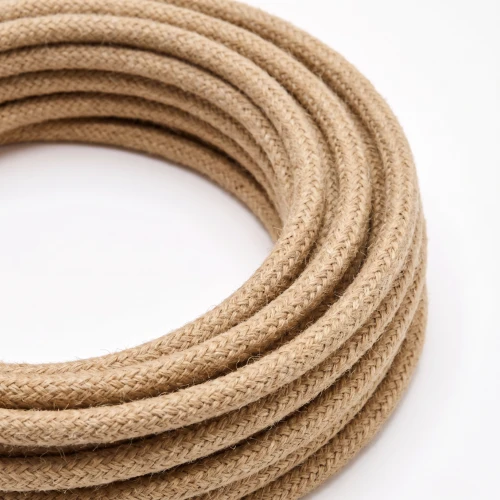 5m Textilkabel 2x0.75 mm², tygkabel - 230V, Jute/Beige