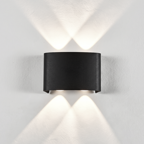 4W CURVE vägglampa - IP65, svart, upp/ner, utomhus, inkl. ljuskälla