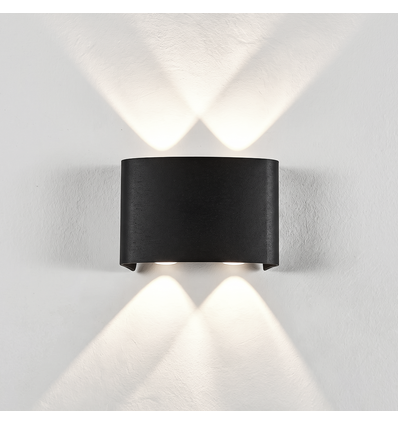 4W CURVE vägglampa - IP65, svart, upp/ner, utomhus, inkl. ljuskälla