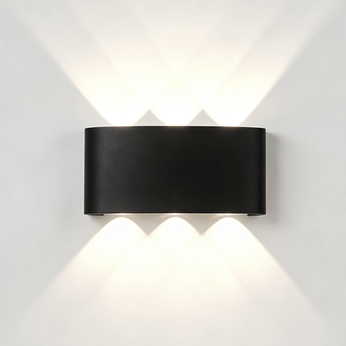 6W CURVE vägglampa - IP65, svart, upp/ner, utomhus, inkl. ljuskälla