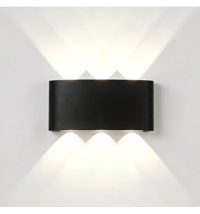 6W CURVE vägglampa - IP65, svart, upp/ner, utomhus, inkl. ljuskälla
