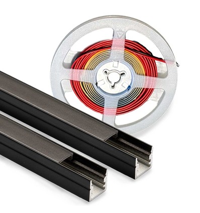 240cm LED Akustikpanel-set, svart - 2 st. CCT LED-strips (240cm) m. 78W strömförsörjning - WiFi eller RF