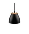 HOLM Svart Ø16cm pendel - E27 sockel, 2m sladd, metall / trä