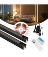 240cm LED Akustikpanel-set, svart - 2 st. Enfärgade LED-strips (240cm) m. 78W strömförsörjning - WiFi eller RF