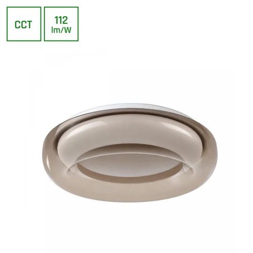 AURA taklampa m. fjärrkontroll - Rökfärgad glaskant hög, dimbar, Ø40cm, 24W, 3 ljusfärger