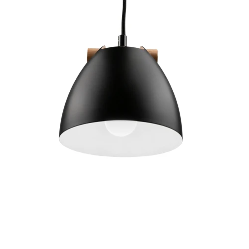 HOLM Svart Ø16cm pendel - E27 sockel, 2m sladd, metall / trä