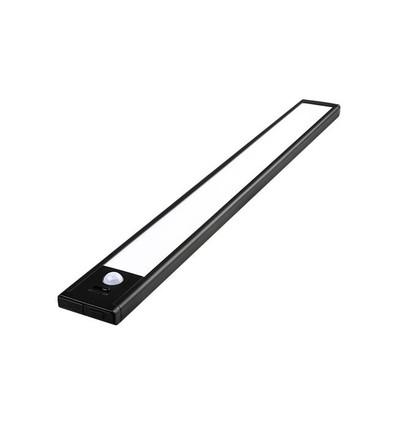 Batteridriven skåpbelysning - 40cm, Svart, PIR-sensor, uppladdningsbar