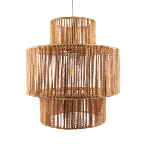SNOR Brun Ø40cm pendel - E27 sockel, 2m sladd, flätad papperssnöre