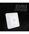 12W LED sensorlampa - PIR sensor, Cree chip, fyrkantig, vit, 3-i-1