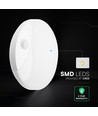V-Tac 15W LED utomhusvägglampa med sensor - Rund, vit, Cree-chip, CCT
