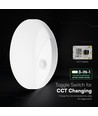 V-Tac 15W LED utomhusvägglampa med sensor - Rund, vit, Cree-chip, CCT