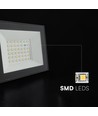 V-Tac 30W LED strålkastare - Svart, 6500K, Slimline