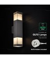 V-Tac 2xGU10 vägglampa med upp/ned-ljus - IP44 utomhus, svart