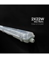 V-Tac 150cm T8 LED armatur - För 2x 150cm LED-lysrör, IP65 vattentät