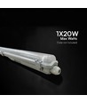V-Tac 120cm T8 LED armatur - För 1x 120cm LED-rör, IP65 vattentät